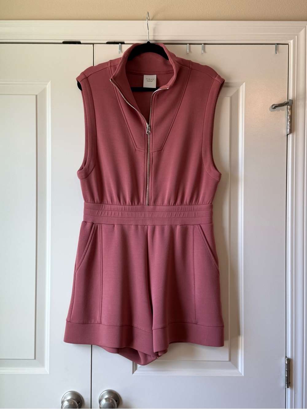 Varley Linvale Playsuit Romper Zip-Front Top Size Large Doublesoft Rose Rosewood - Picture 3 of 15